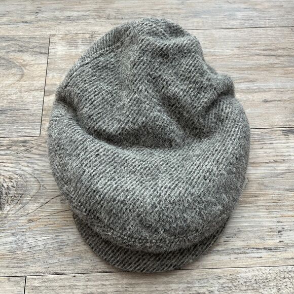 Vintage Barbisio Italy Wool Newsboy Cap Grey Herringbone Cabbie Hat Dark Academi main image 10